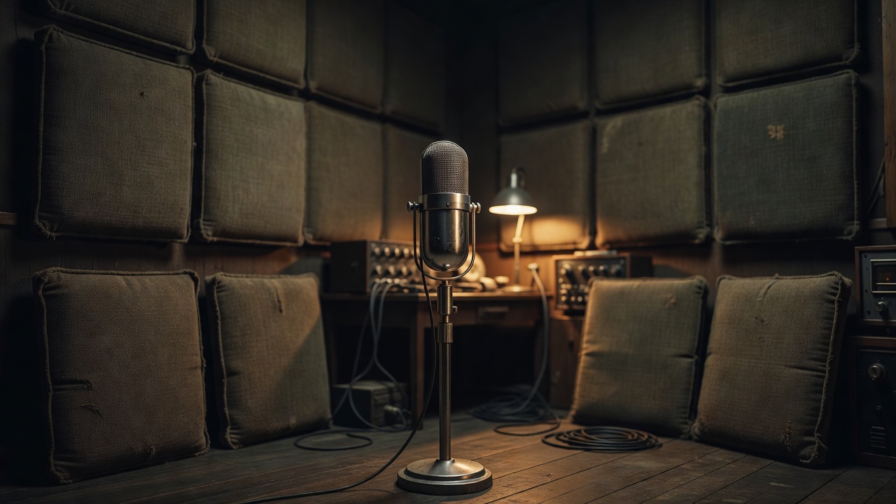 Vintage broadcasting microphone used for live sporting commentary